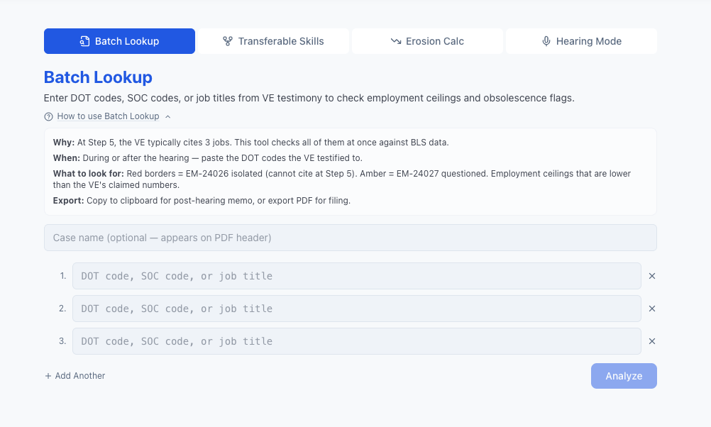 Job Buster batch lookup: multiple DOT codes checked at once for obsolescence and conflicts.
